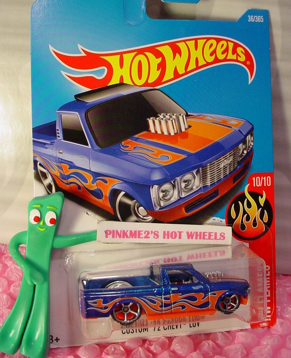 2017 Hot Wheels CUSTOM '72 CHEVY LUV #36 US✰blue/orange Truck;oh5