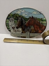 Amia Handpainted 3 Horses Suncatcher Stained Glass Window Decor Western Ranch