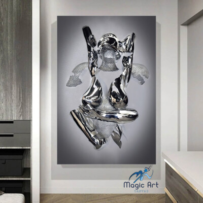 3D Effect Art - Cuddle High Quality Canvas, Romantic Art, Couple Wall Decor