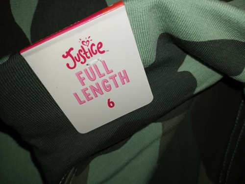Girls justice full length legging size 6 new green camo - Picture 2 of 2