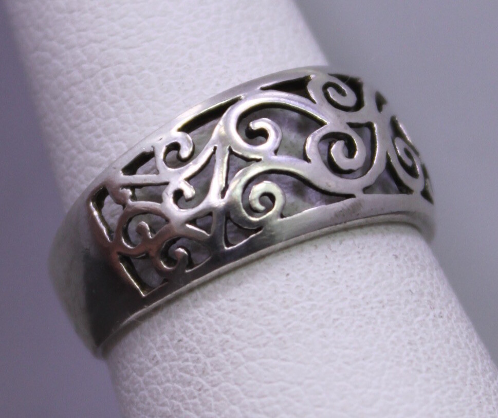 JAM  MADE × NF NF LOGO RING SIZE 7 ~ Vintage Signed NF Sterling Silver Filigree Swirl Cut Out