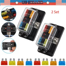 2set 4 Way Blade Fuse Box Block Holder LED Indicator For 12V 24V Car Marine Auto