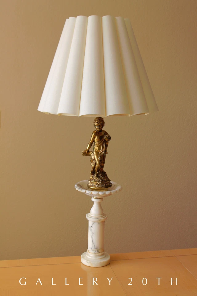 ¡VINTAGE! ¡LÁMPARA DE MÁRMOL QUERUBÍN ROCOCÓ FREDERICK COOPER! ARTE BARROCO PARZINGER AÑOS 50 Foto 3 de 4