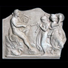 Orpheus and Muses ancient Greek sculpture plaque