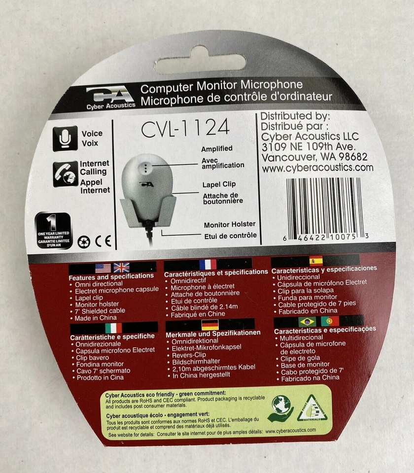 Lot of 6 Cyber Acoustics CVL-1124 Computer Monitor Microphone - Image 4 of 4