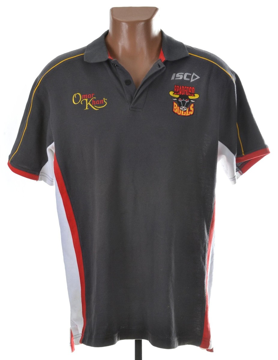 RUGBY LEAGUE BRADFORD BULLS POLO SHIRT JERSEY ISC SIZE M ADULT