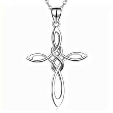 Celtic Knot Cross Necklace Infinite Love Necklace Gift Women Silver Color Trendy