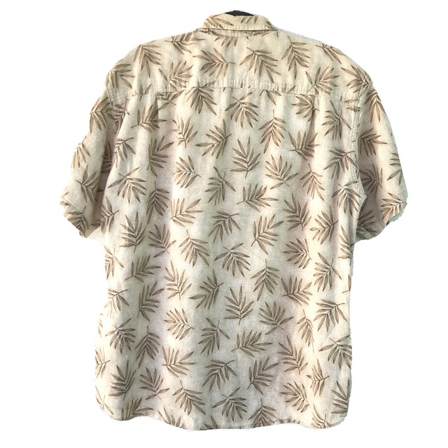 LL Bean Hawaiian Button Down Shirt 2 Pockets Brown Tan Mens Size M Reg #0 Pl96 for sale online 