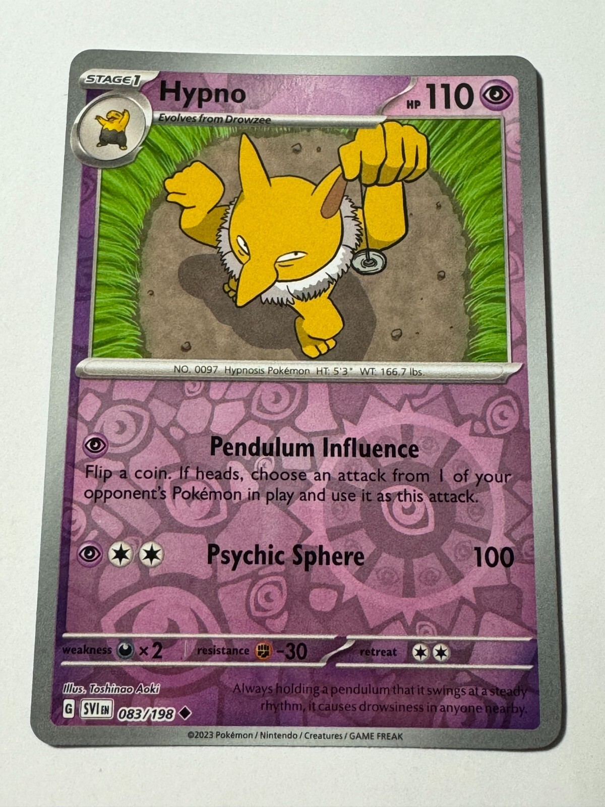 Hypno - 083/198 Scarlet & Violet Pokemon Reverse Holo Foil NM