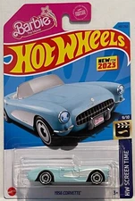 HW 1956 CORVETTE BARBIE THE MOVIE LITE BLUE HW SCREEN TIME #9 / 10