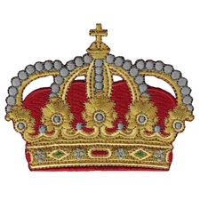 KING QUEEN CROWN iron-on PATCH new EMBROIDERED ROYAL FAMILY EMPEROR APPLIQUE new