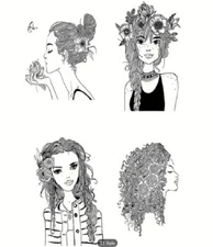 Girls Heads Clear Cling Stamps