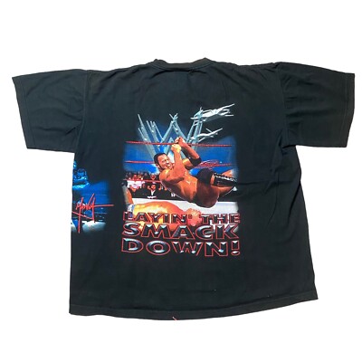 Vintage 90S WWF The Rock Layin' The Smack Down T Shirt AOP