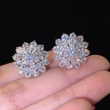 AAA Cubic Zirconia Crystal Flower Stud Earrings for Women, Flower Earring,Gifts
