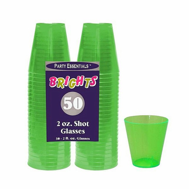 1 of Party Essentials 2 Oz. Plastic Shot Glasses Neon Green 50 Ct. eBay