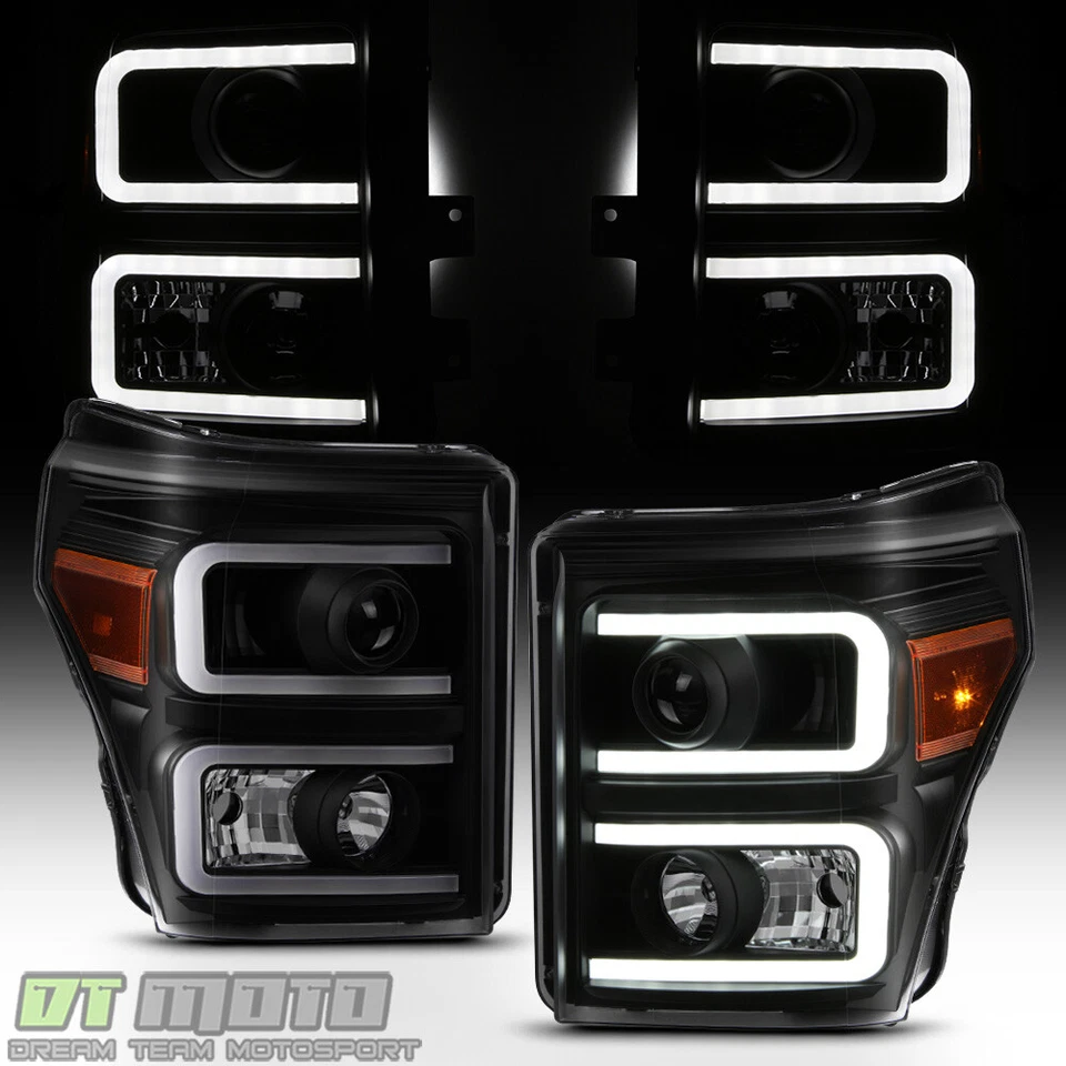 Faros proyectores de tubo LED DRL Black Smoke 2011-2016 Ford F250 F350 SuperDuty Foto 3 de 4