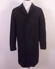 vintage 60s Richman Brothers Solid Black Permanent Press Overcoat Insulated 40 R