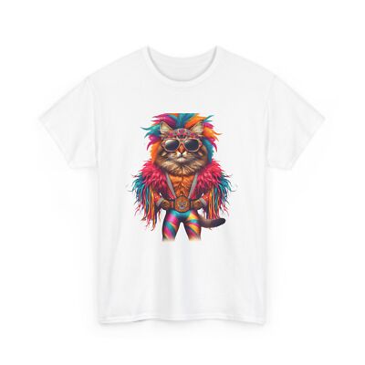 Unisex Adult T Shirt Vintage Style Whimsical Macho Cat Professional Wrestling