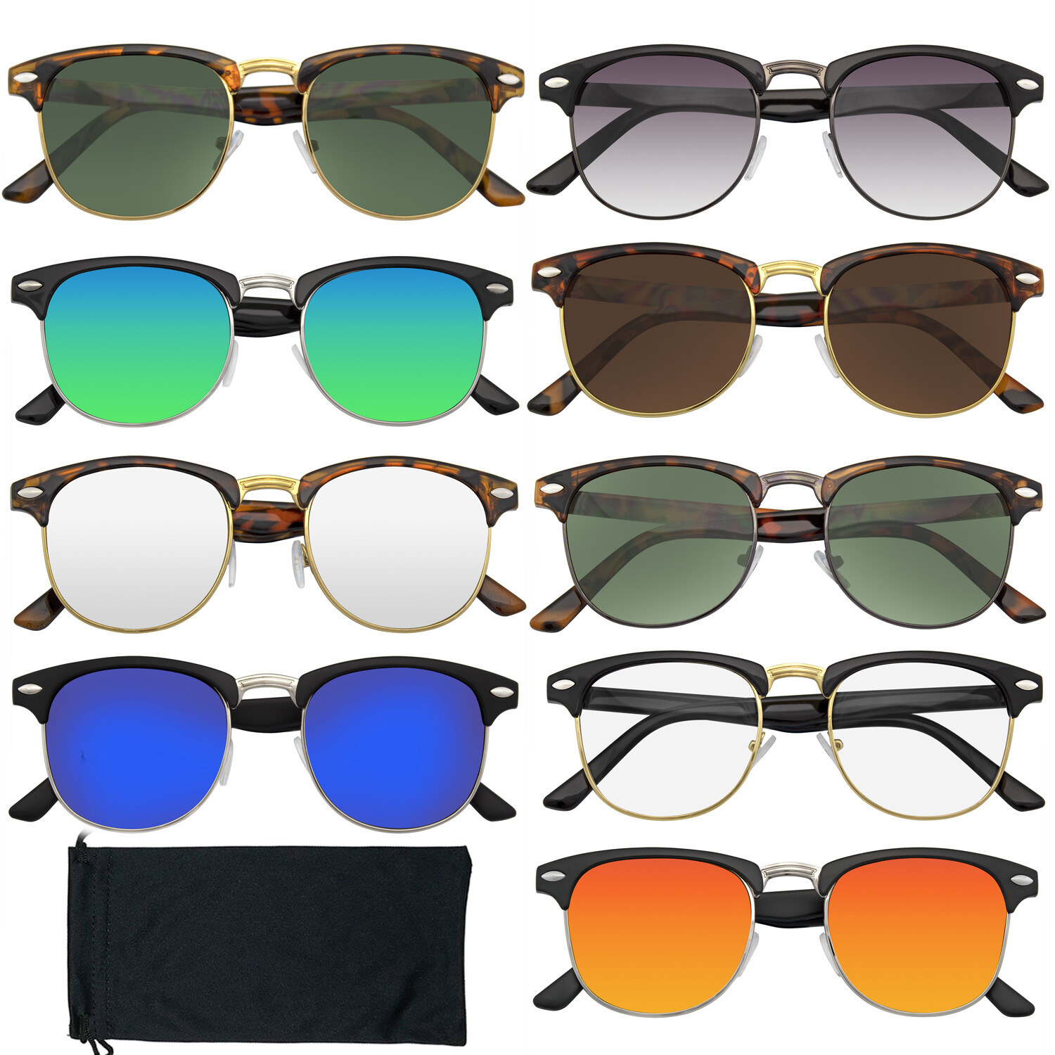 Mens Sunglasses Womens Sunglasses Vintage Retro Sunglasses Half Frame