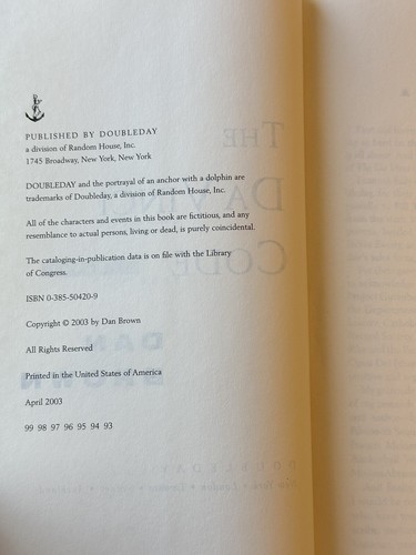 The Da Vinci Code - By Dan Brown - Hardcover Book - Picture 7 of 10