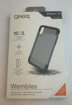 GEAR4 Wembley iPhone X/Xs Case, D30 & TPU Impact Protection Smoke Smoked Clear