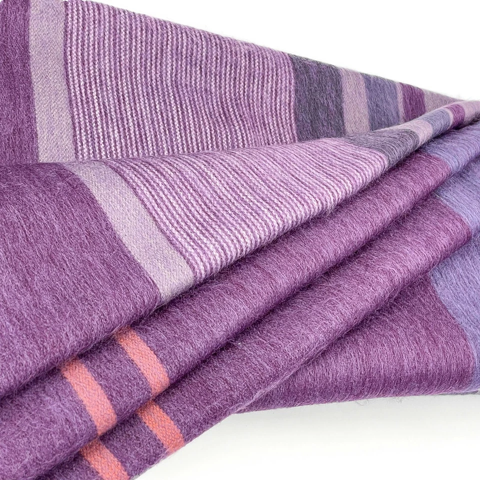 SOFT & WARM STRIPED ALPACA LLAMA WOOL BLANKET THROW QUEEN 97"x68" - Image 2 of 4