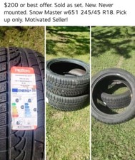 New Never Mounted Snow Master W651 245-45 R18 Set Tires