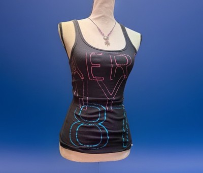 Y2k Aeropostale Ribbed Stretch Graphic Logo Tank Top XS-Scene Mall Brats 2000s