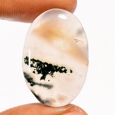 22 Ct Natural Moss Agate Oval Cabochon Loose Gemstone For Jewelry 28X18X4 mm