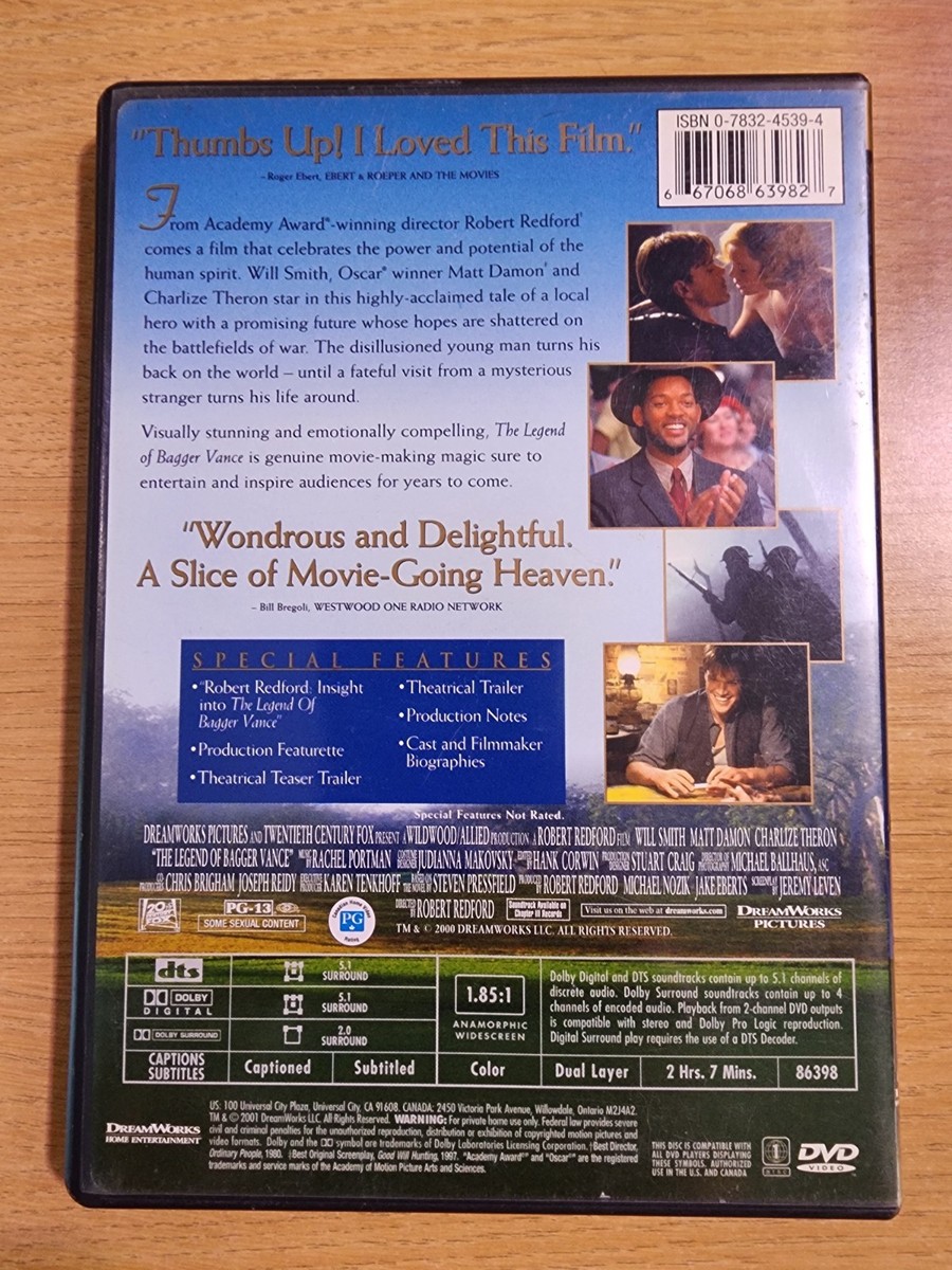 The Legend of Bagger Vance (DVD, 2000, Widescreen) Will Smith