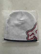 Supreme FW25 Acrylic Fox Racing Beanie White Jacquard Knit One Size New IN HAND