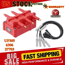 Ignition Coil Pack UF305 with 6X Spark Plug Wire Set for 2007-2011 Jeep Wrangler