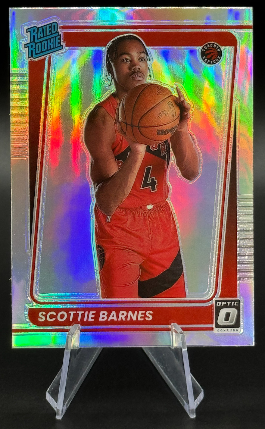 2021-22 Scottie Barnes RC #186 Donruss Optic Rated Rookie Silver Holo Prizm Raps