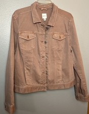 J Jill Denim Jean Jacket Womens Large Pink Trucker Coat Western Cowgirl