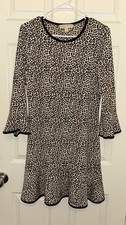 Michael Kors Leopard Print Dress Bell Sleeve Womens Size S Stretch 