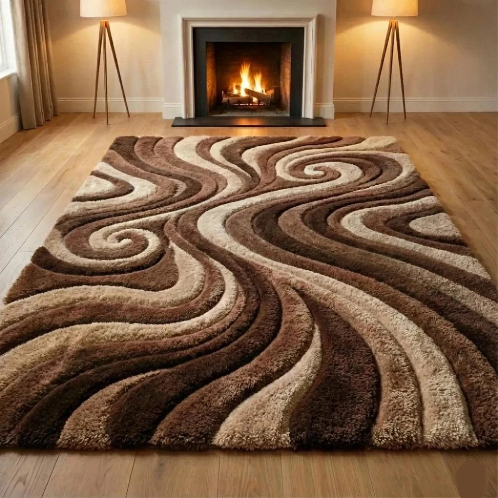 Hand-Tufted Swirl Wave Wool Rug | Modern Abstract Curved Pattern Area Rug Carpet
Opens in a new wind