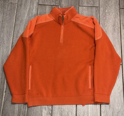 Paul & Shark Men's Jumper 1/4 Zip Wool Cool Touch Embroidered Size Large Orange