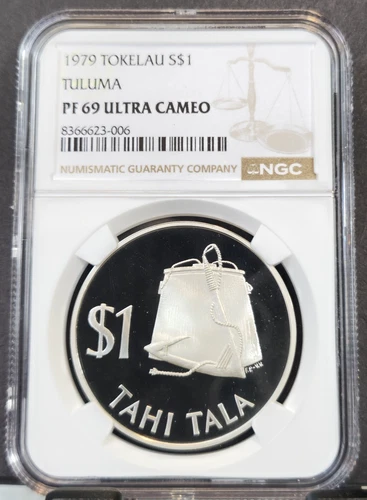 1979 TOKELAU SILVER 1 DOLLAR TULUMA FISHING BOX NGC PF 69 ULTRA CAMEO TOP POP