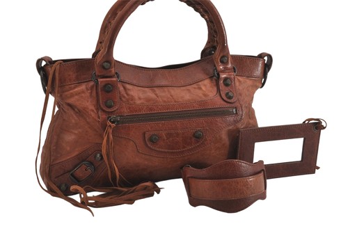 echt Balenciaga Classic The First 2-Wege Handtasche Leder 103208 braun 0648N