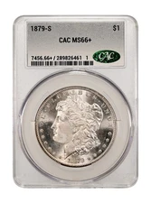1879-S Morgan Silver Dollar CACG Certified MS66+ CAC Holder