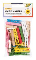 Folia 2295 - Holzklammern Farbig, 48 StüCk, Sortiert In 3 GrößEn - Ideal FüR Not