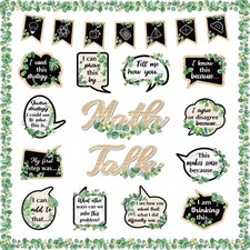 Pajean Math Talk Bulletin Board Set Greenery Math Classroom Decorations Educa...