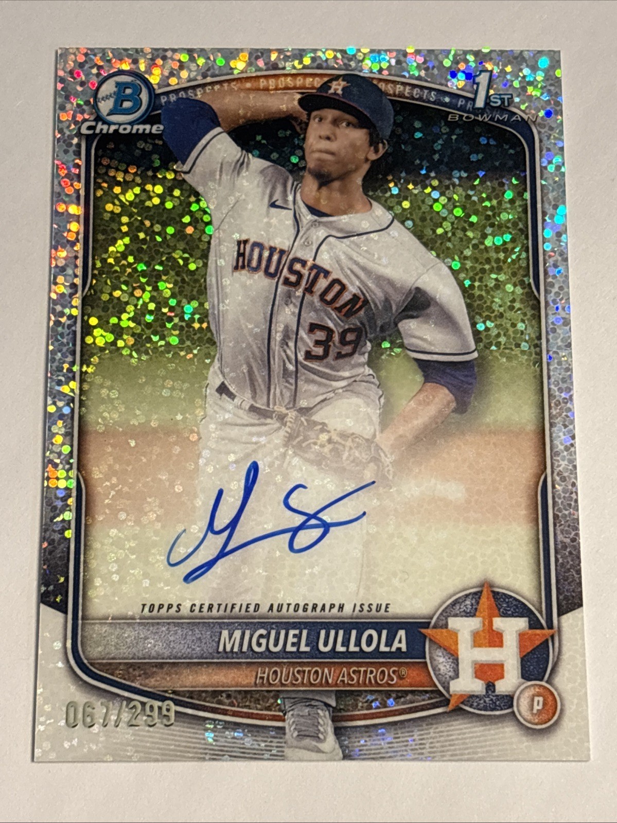 2025 Bowman Chrome Speckle Auto /299 Miguel Ullola - Houston Astros - CPA-MU