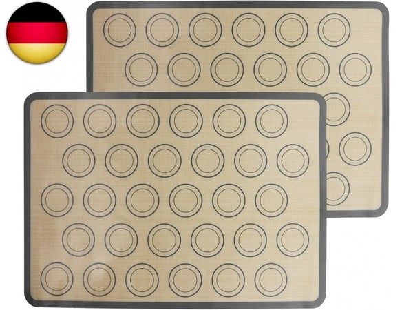 2 StüCk Backmatte FüR Macarons, 42X29.5 Cm Backmatte Aus Silikon, Bpa Frei M-image