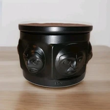 Vintage Engraved Box Lid 3D Faces On All Sides Bona Made in Canada 3"W x 2"H