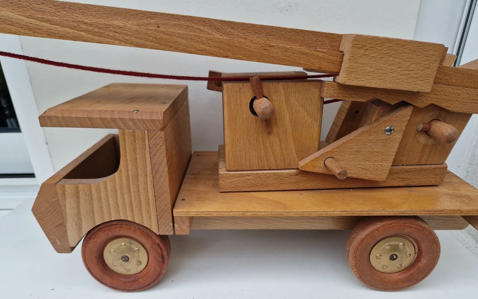 Très grand camion de pompier Dejou jouet ancien en bois en très bel état - Photo 2/4