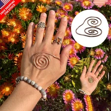 Meditation Copper Spiral Rings, Reiki Energy Healing Hand Jewelry