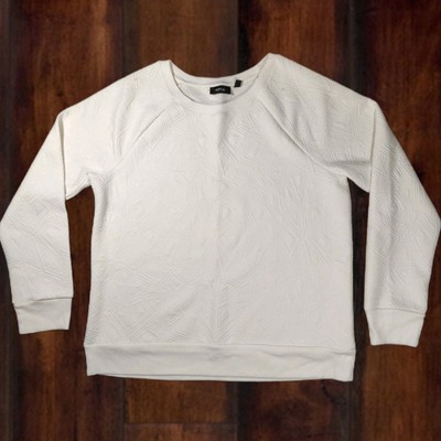 Apt 9 Weißes Jacquard Vlies Sweatshirt mit Struktur Damen Größe Groß 