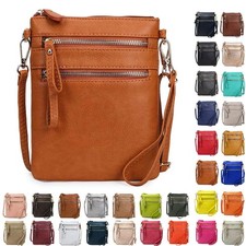 Lightweight Crossbody Bag Multi Zip Pocket Travel Purse Detachable Wristlet