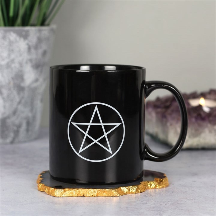 Pentagram Black Gothic Witches Ceramic Coffee Mug. Witchcraft Coffee Tea Mug